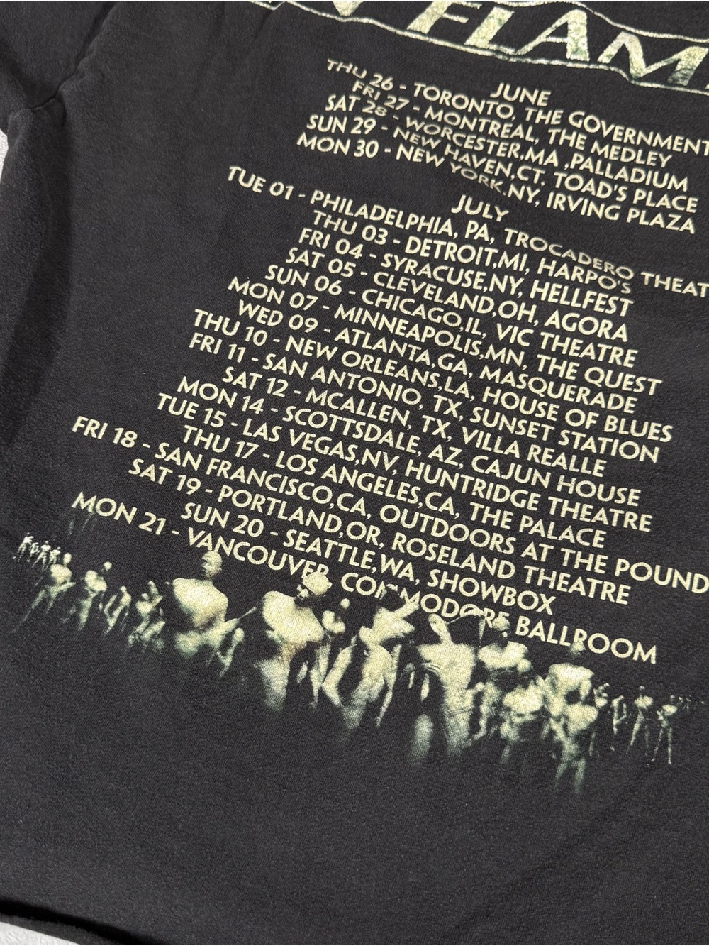 Vintage In Flames Tour T Shirt Mens L CROPPED Distressed Heavy Metal Y2K READ! - Picture 5 of 7